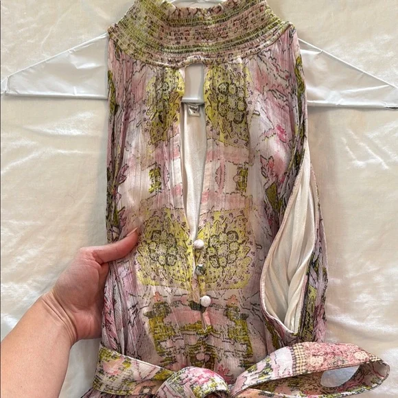 HEMANT & NANDITA Pink and Green Halter Dress - Picture 4 of 5